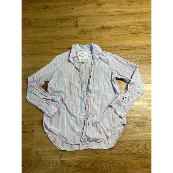 Frank & Eileen Tops - Frank & Eileen Striped Button Down Shirt Women Large Blue Pink Green Long sleeve